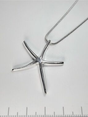 Sterling Silver Starfish Pendant Necklace - Silver